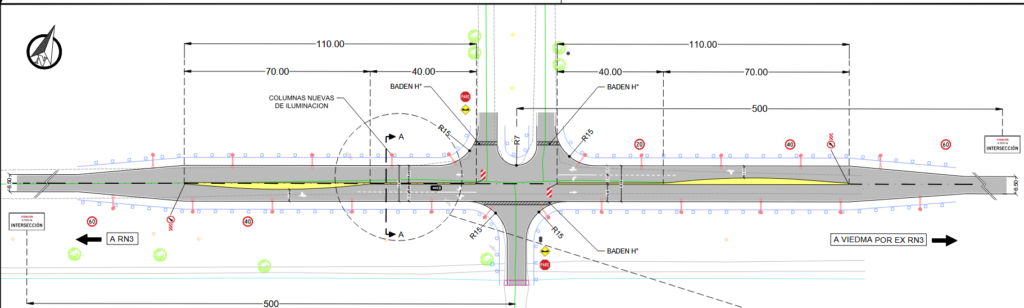 Croquis de la intersección canalizada