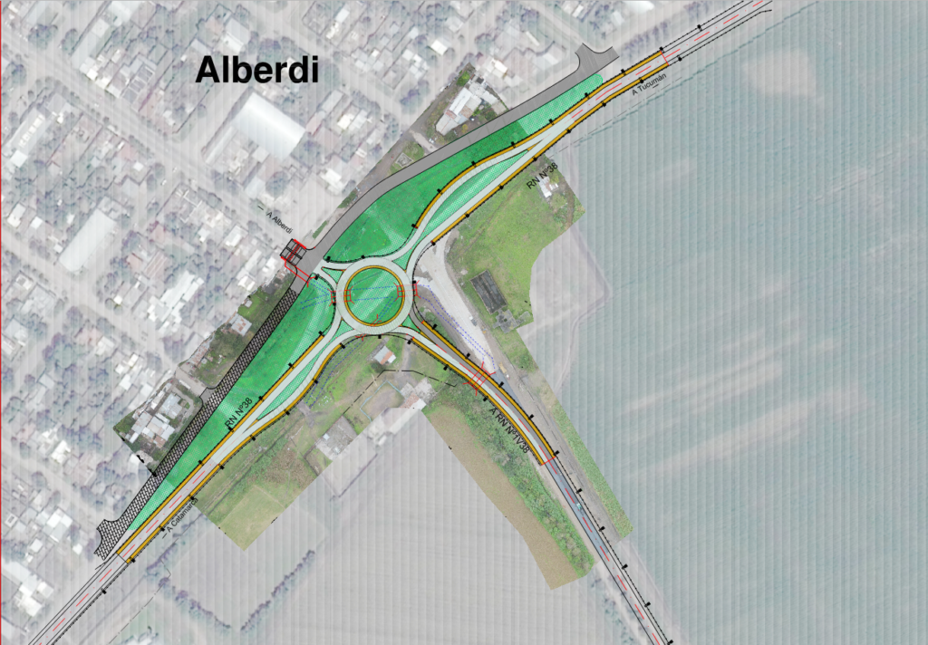 Croquis de la ubicación de la rotonda sobre imagen satelital.
