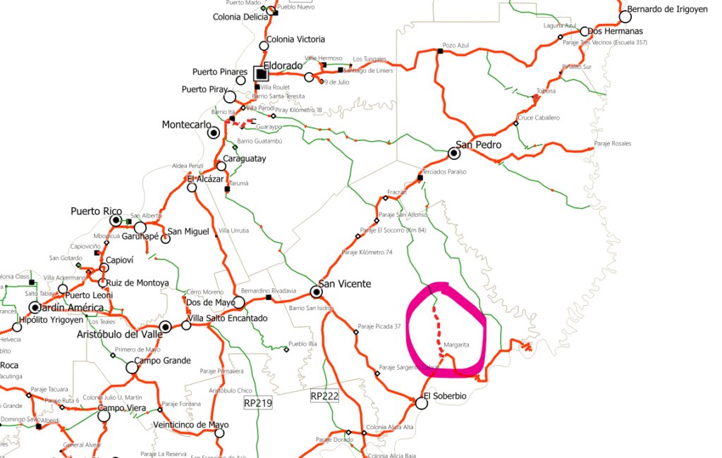 Mapa de rutas pavimentadas y el tramo de RP15. Aunque podría ser un nuevo eje RN12-RN14 aun falta mucho.